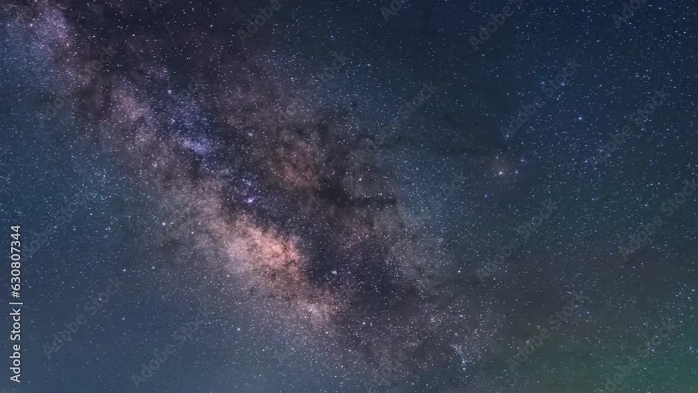 Timelapse of the Milky Way galaxy shining in the starry sky