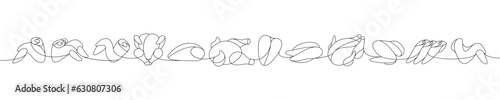 Chicken meat raw one line continuous drawing. Raw chicken meat parts continuous one line illustration. Vector minimalist linear illustration.