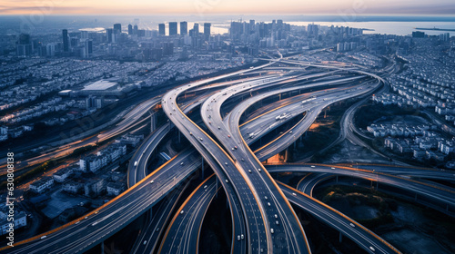 highway in the city aerial background made with generative AI