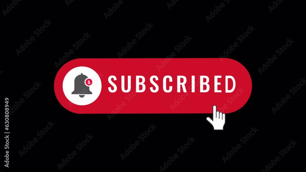 Click repeatedly on subscribe button. Subscribe button on transparent background. Click to subscribe. Registrations increased. Motion graphics. 4k