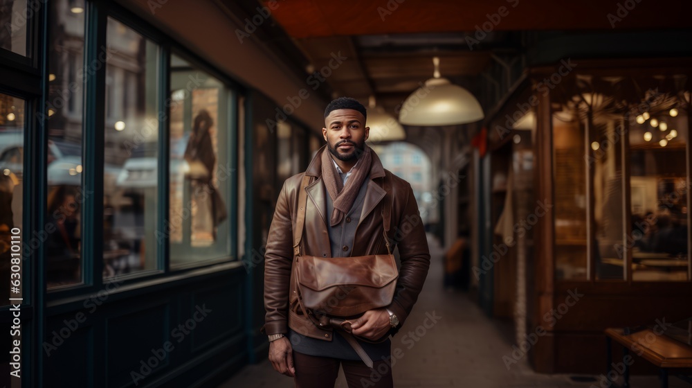 Black man with brown leather messenger bag