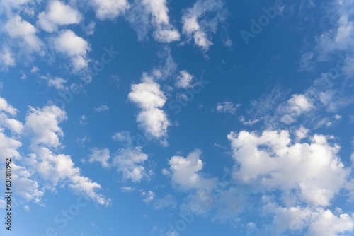 Spectacular view of a majestic blue sky, with wispy white clouds