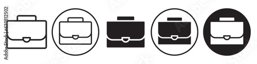 Free Download Briefcase symbol Icon. Traveler suitcase for luggage handle flat outlined set collection. Vector sign of travel baggage for businessmen suit for long trip with leather case and lock. Logo of handbag - GFXLoad
