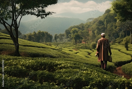 A man on a tea plantation