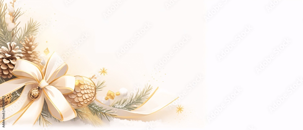 Obraz premium christmas decoration with ribbon, golden christmas decoration