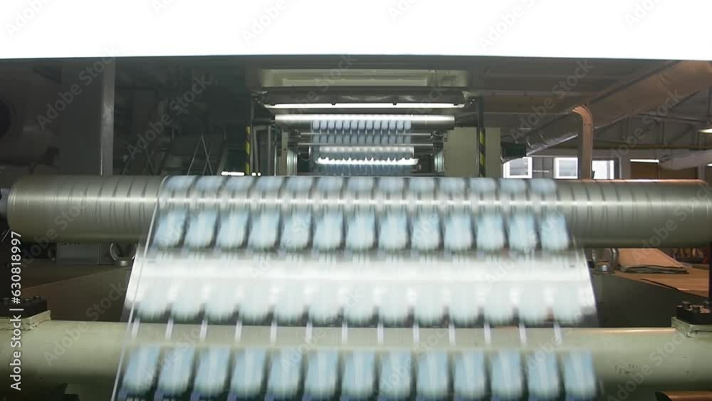 Industrial Printing Press Producing Colorful Labels Industrial Printing Press Producing Colorful Labels