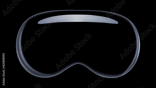 High-Tech Futuristic Technology: Virtual Reality Glasses, Innovative Design, Isolated on Black Background. Vector Illustration, VR Headset, Digital Technology, Modern Gadgets