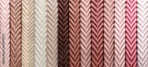 Knitted Stripes of Braids in Pastel Pink, Beige, and White
