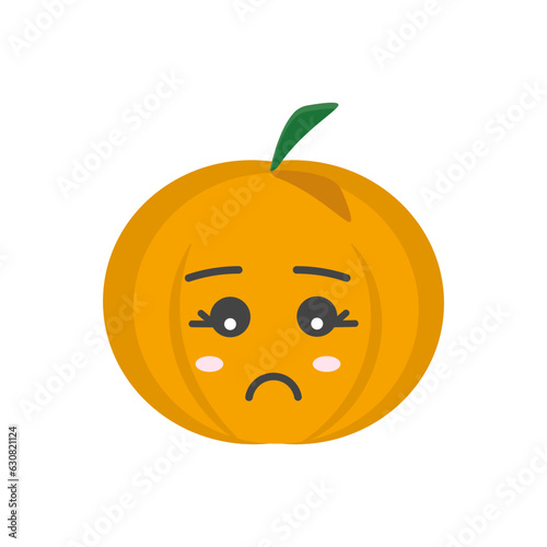 Pumpkin on a white background. Halloween holiday symbol. Orange pumpkin with a smile for your design. Vector illustration.