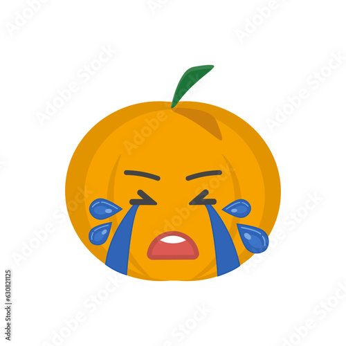 Pumpkin on a white background. Halloween holiday symbol. Orange pumpkin with a smile for your design. Vector illustration.