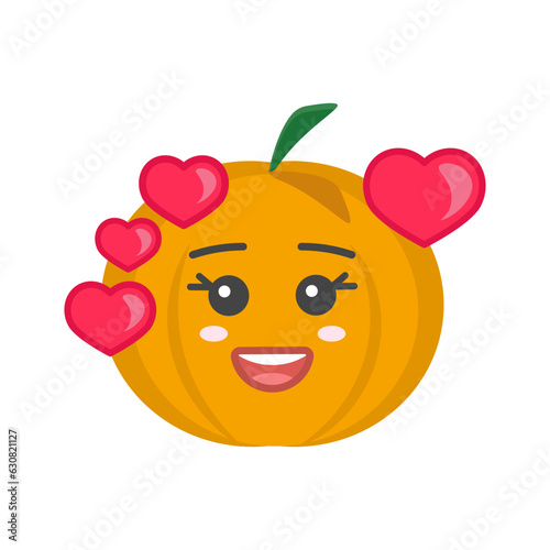 Pumpkin on a white background. Halloween holiday symbol. Orange pumpkin with a smile for your design. Vector illustration.