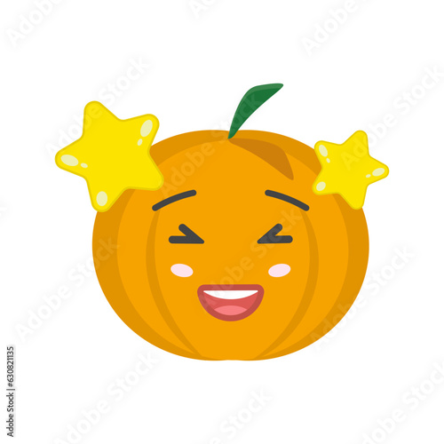 Pumpkin on a white background. Halloween holiday symbol. Orange pumpkin with a smile for your design. Vector illustration.