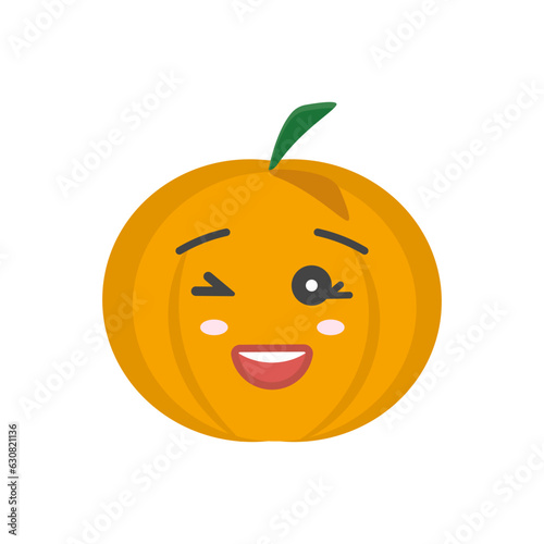 Pumpkin on a white background. Halloween holiday symbol. Orange pumpkin with a smile for your design. Vector illustration.