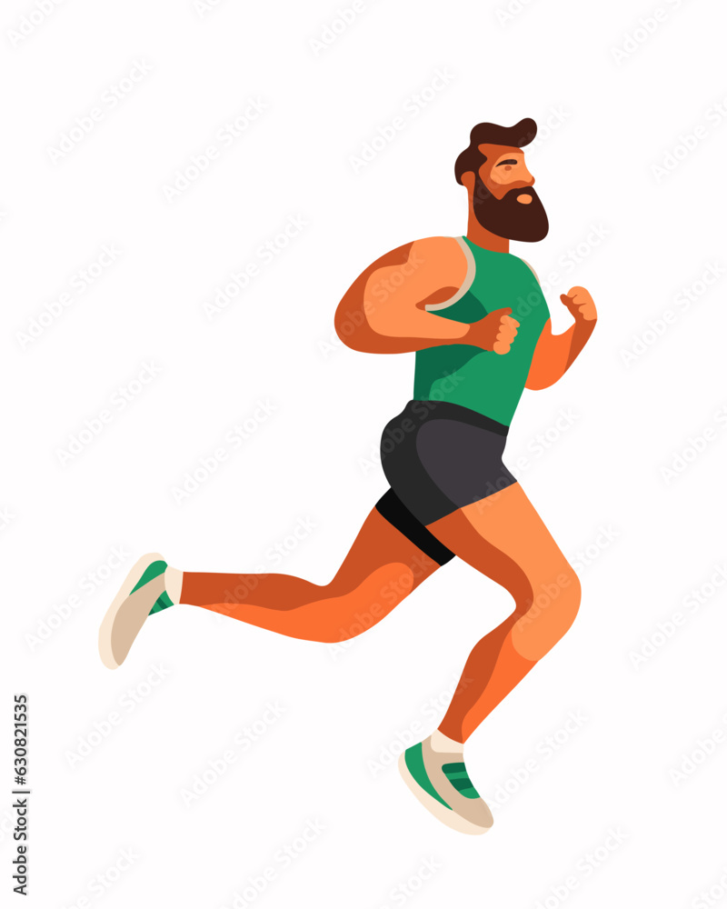 Vector isolated illustration of a man running. Athletics.