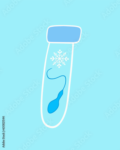 Vector isolated illustration of sperm freezing. Sperm donation. Artificial insemination. Cryopreservation of sperm.