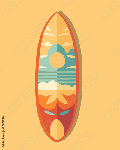 Vector isolated illustration of a surfboard. Sports entertainment at sea. Learning to surf.