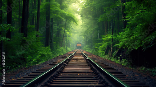 Rail tracks in the woods created with Generative AI technology
