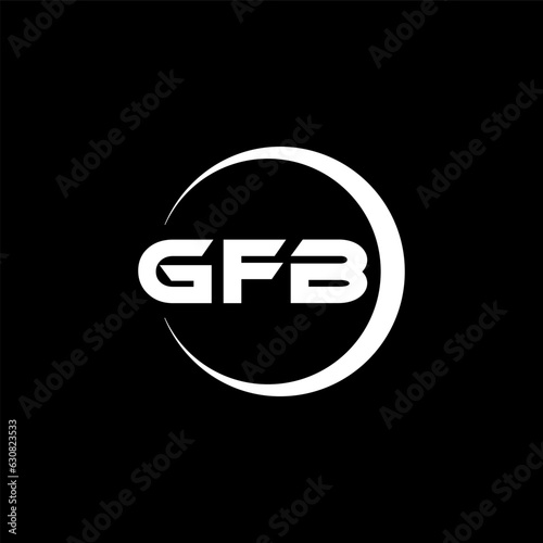 GFB letter logo design with black background in illustrator, cube logo, vector logo, modern alphabet font overlap style. calligraphy designs for logo, Poster, Invitation, etc. photo