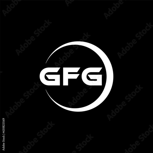 GFG letter logo design with black background in illustrator, cube logo, vector logo, modern alphabet font overlap style. calligraphy designs for logo, Poster, Invitation, etc.