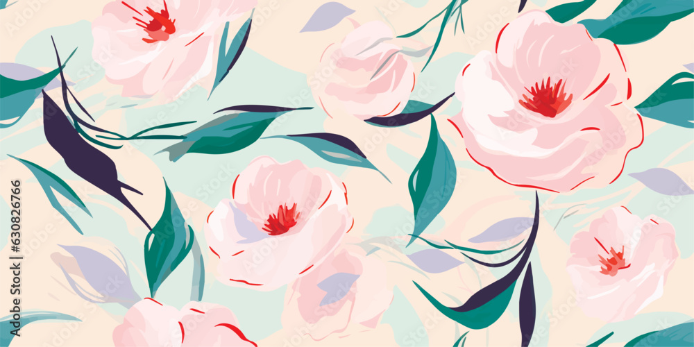 Floral seamless pattern. Fashionable template for design. Soft feminine palette
