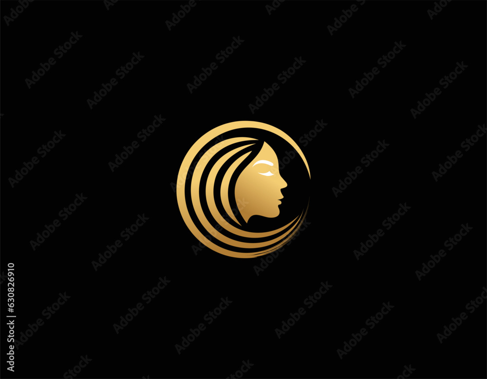 Natural Beautiful woman's face flower logo with gold gradient and business card design for beauty salon Premium Vector. part 2 Natural Beautiful woman's face flower logo with gold gradient and business card design for beauty salon Premium Vector. part 2