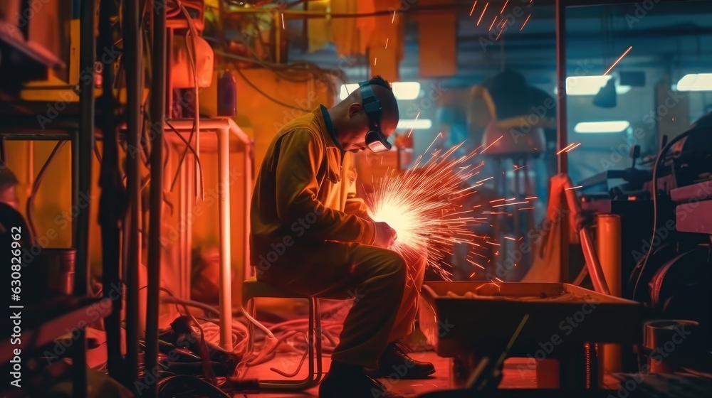 man welding in a factory