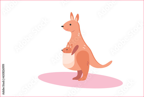Kangaroo with kangaroo in flat design