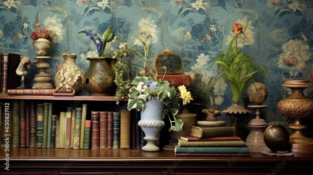 Obraz premium books in a row in a Victorian style 