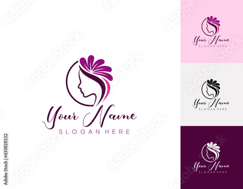 Woman hair salon with interesting colors logo design Premium Vector. part 2