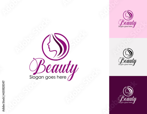 Woman hair salon with interesting colors logo design Premium Vector. part 2