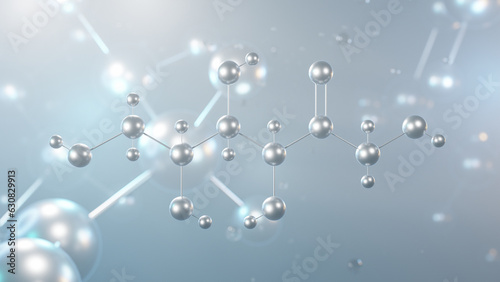 fructose molecular structure, 3d model molecule, beta-d-fructofuranose, structural chemical formula view from a microscope