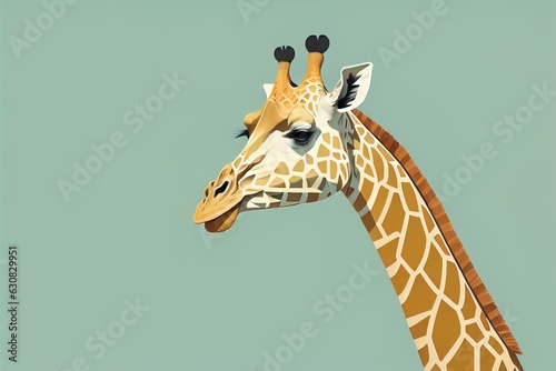 Giraffe isolated on green background. Cartoon style. Vector illustration. ai generative © mrisrayilli