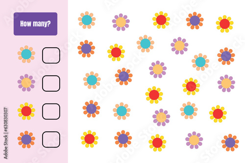 How many flowers are there? Educational math game design.