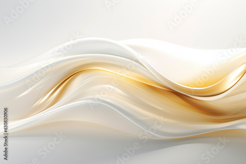 White golden satin texture that is white fabric silk panorama background, luxurious transparent white golden abstract silk cloth background with soft waves beautiful, generative ai