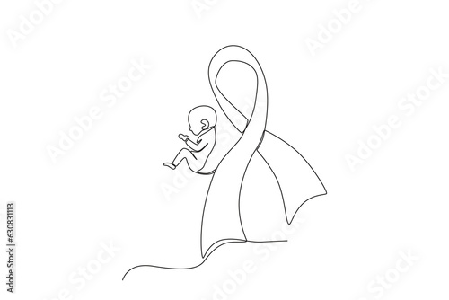 A ribbon symbolizes the birth of a baby. Pregnancy and infant loss awareness month