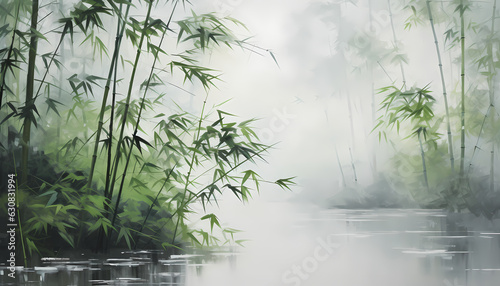 misty morning in the bamboo forest