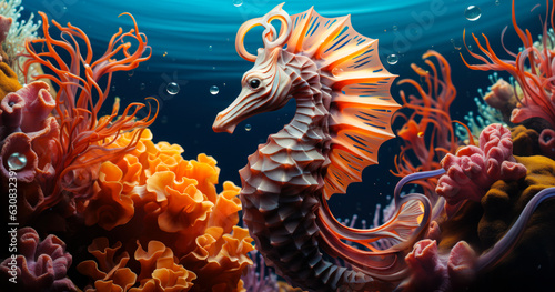 Colorful Marine Life: Seahorse on Coral Reef