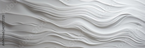 White seamless texture. Wavy background. Interior wall decoration. White background of abstract waves, generative ai © OP38Studio