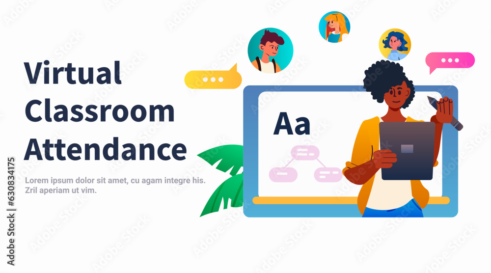 student in virtual classroom using smart interactive board virtual attendance e-learning online education concept student in virtual classroom using smart interactive board virtual attendance e-learning online education concept