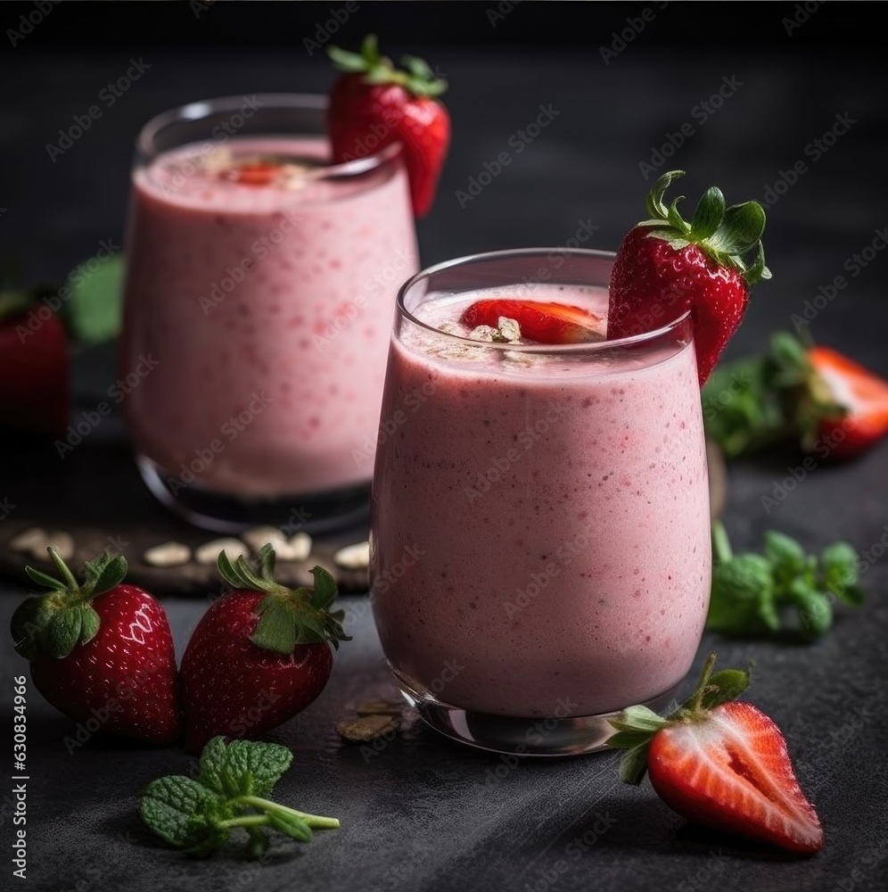 strawberry milkshake with mint strawberry milkshake with mint