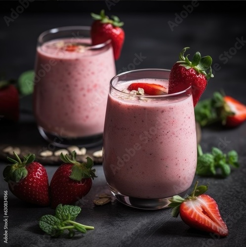 strawberry milkshake with mint