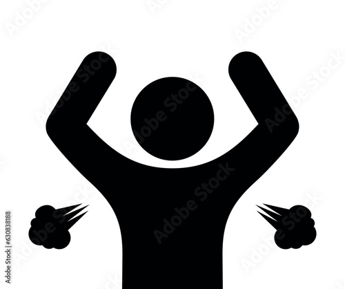 man with bad smell of sweat, stinky human silhouette icon