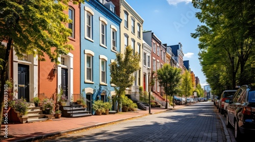 Embrace the allure of a cobblestone street, lined with architecturally charming houses.