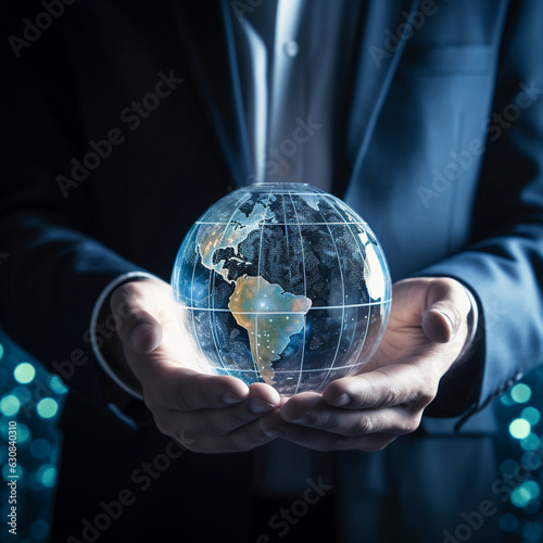 Businessman Holding the World's Potential in Hand