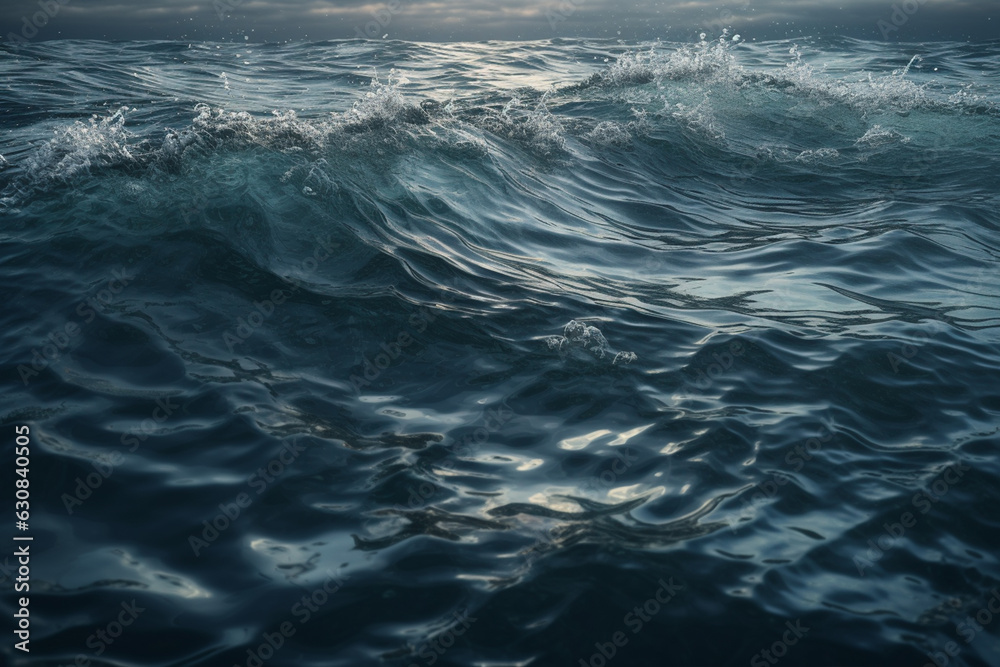 Fototapeta premium Blue sea water surface with ripples, natural background. Toned.