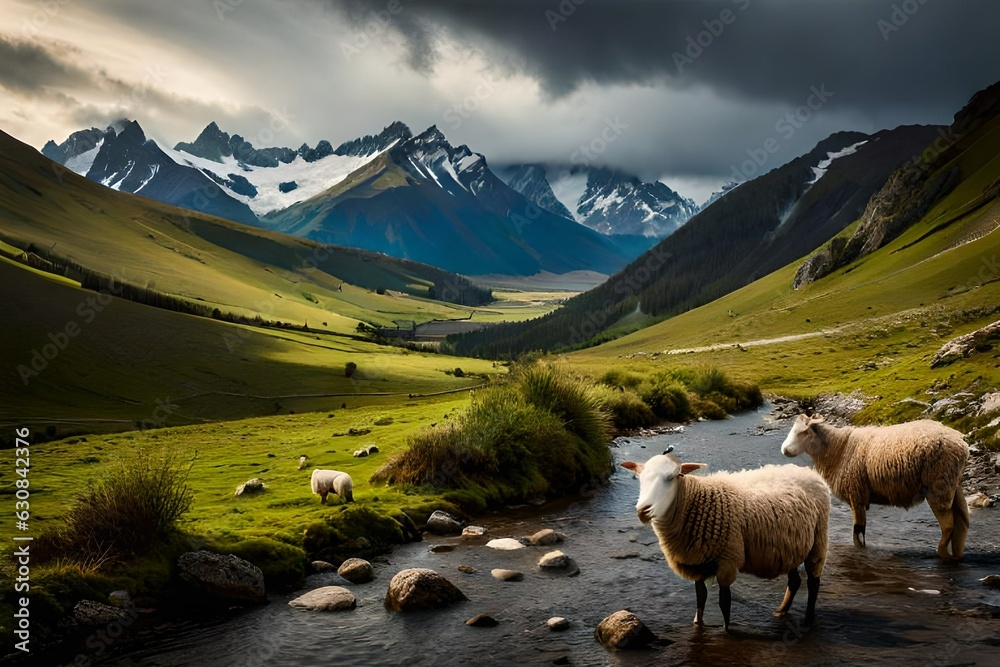 Obraz premium sheep in the mountain