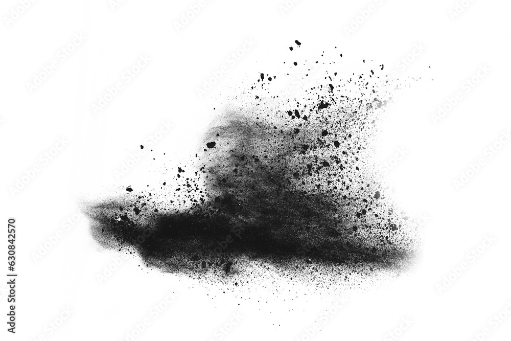 Freeze motion of black powder exploding or throwing black powder. Freeze motion of black powder exploding or throwing black powder.