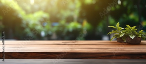 Empty Wood Table Top And Blur Of Out Door Garden Background Empty Wooden Table Space For Text Marketing Promotion. Blank Wood Table Copy Space Background