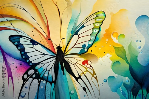 Water color splash art image of a butterfly