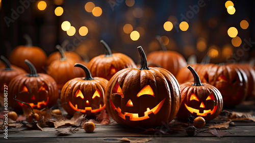 Happy Helloween, pumpkins celebrate Halloween night © Eugen